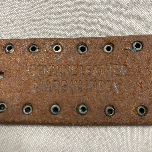 Calvin Klein Studded Genuine Leather Belt Square Buckle Bohemian Size S Brown - Picture 2 of 8